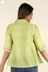 Chanderi Silk Flared Shirt In Lime Green Graphic Block Print