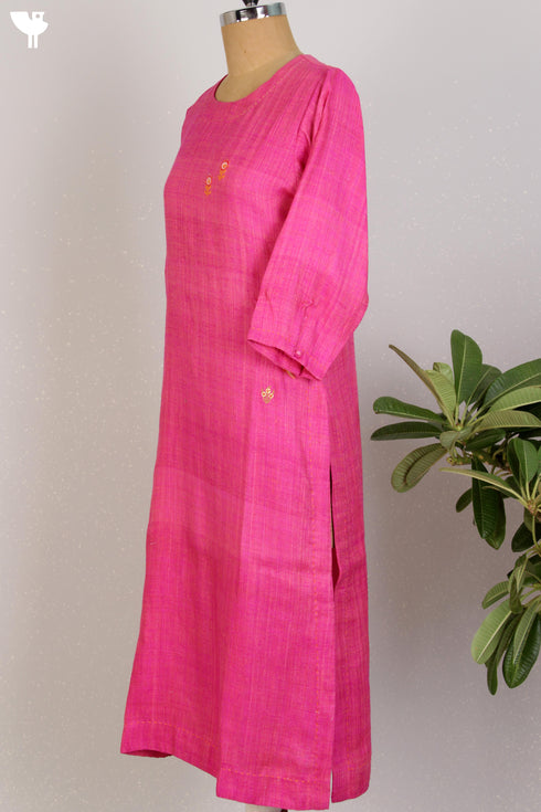 Matka Silk Kurta With Hand Embroidery