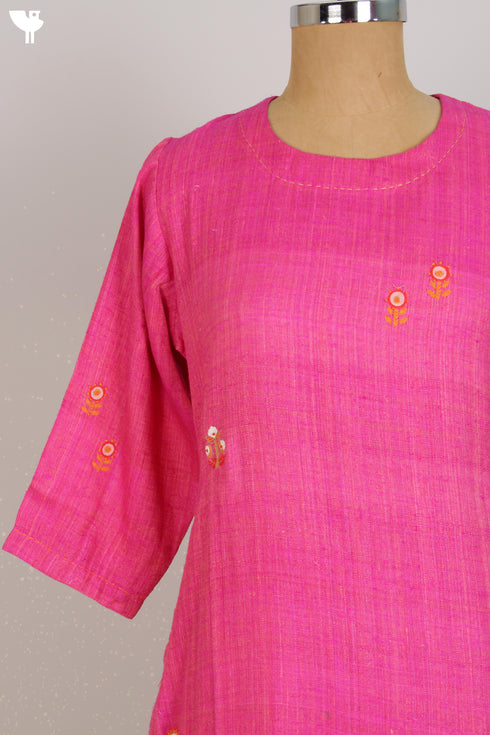 Matka Silk Kurta With Hand Embroidery