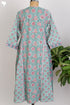 Cambric Cotton Kalidaar Kurta In Floral Block Print