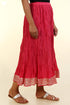 Chanderi Silk Crinkled Skirt In Magenta