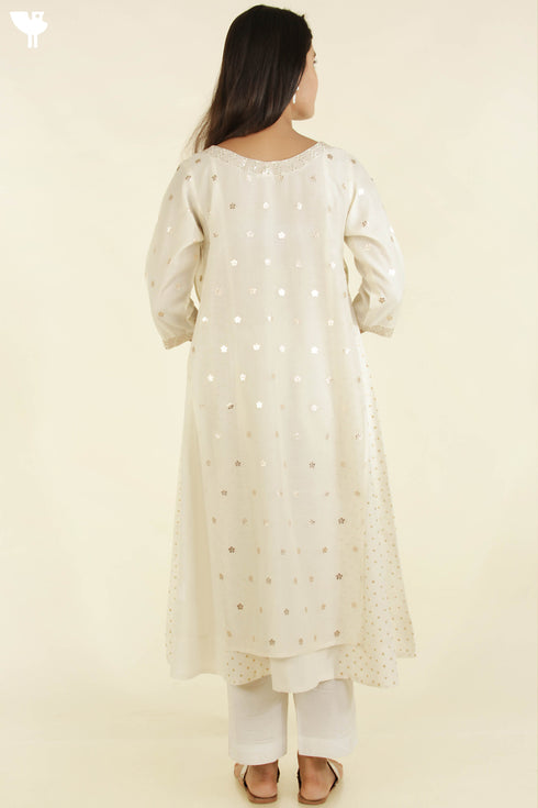 Chanderi Silk Dress With Sequined Embroidery