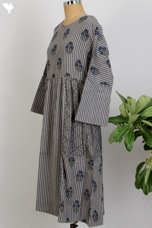 Khaadi Cotton Dress With Floral Block Print