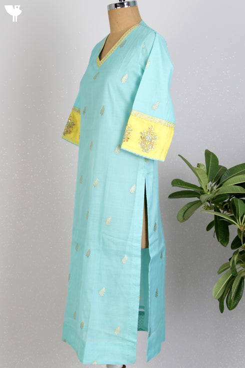 Banarsi Brocade Kurta With Gota Patti Embroidery