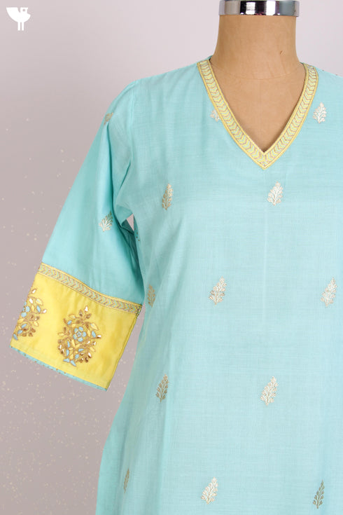 Banarsi Brocade Kurta With Gota Patti Embroidery