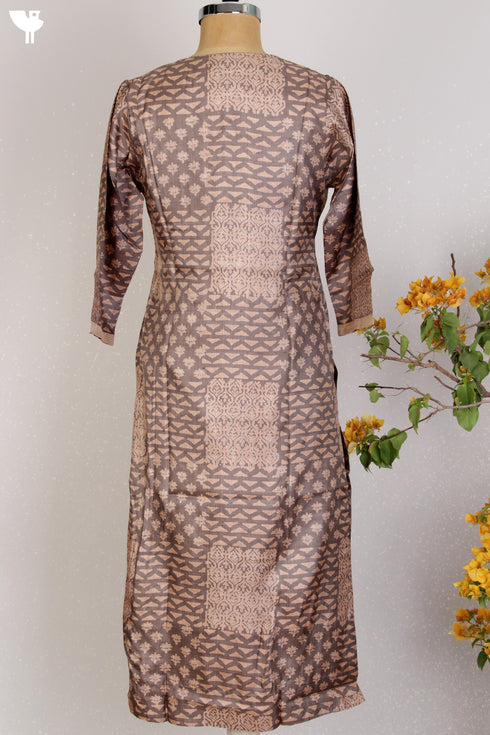 Tussar Silk Kurta In Graphic Block Print