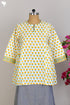 Cotton Cambric Kurti in Yellow Floral Block Print