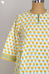 Cotton Cambric Kurti in Yellow Floral Block Print