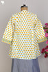 Cotton Cambric Kurti in Yellow Floral Block Print
