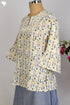 Cotton Cambric Kurti in Yellow Floral Block Print with Pintucks