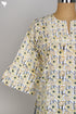 Cotton Cambric Kurti in Yellow Floral Block Print with Pintucks