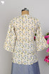 Cotton Cambric Kurti in Yellow Floral Block Print with Pintucks