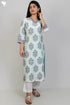 Chanderi Silk Kurta In Floral Block Print