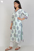 Chanderi Silk Kurta In Floral Block Print