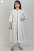 Cambric Cotton Kurta With Overlay Jacket In Floral Block Print