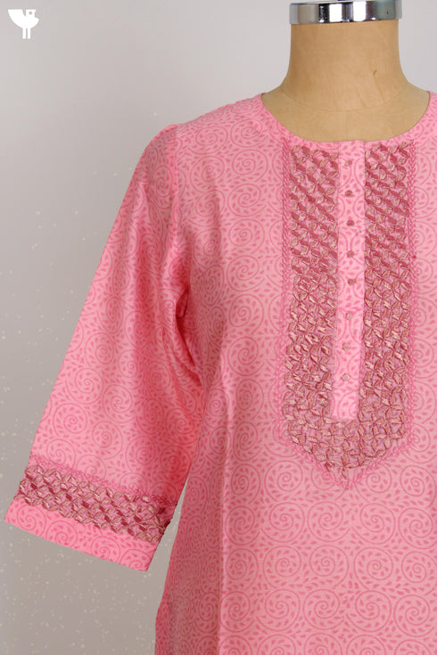 Chanderi Silk Kurta With Tissue Embroidery