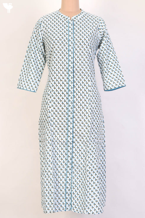 Cambric Cotton Kurta WithFloralBlock Print
