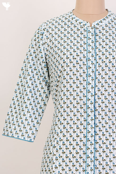 Cambric Cotton Kurta WithFloralBlock Print