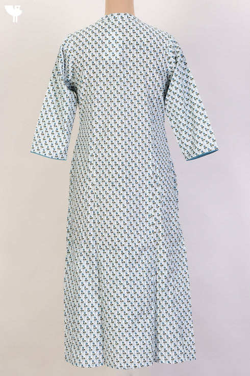 Cambric Cotton Kurta WithFloralBlock Print