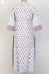 Cambric Cotton Paneled Kurta In Floral Block Print