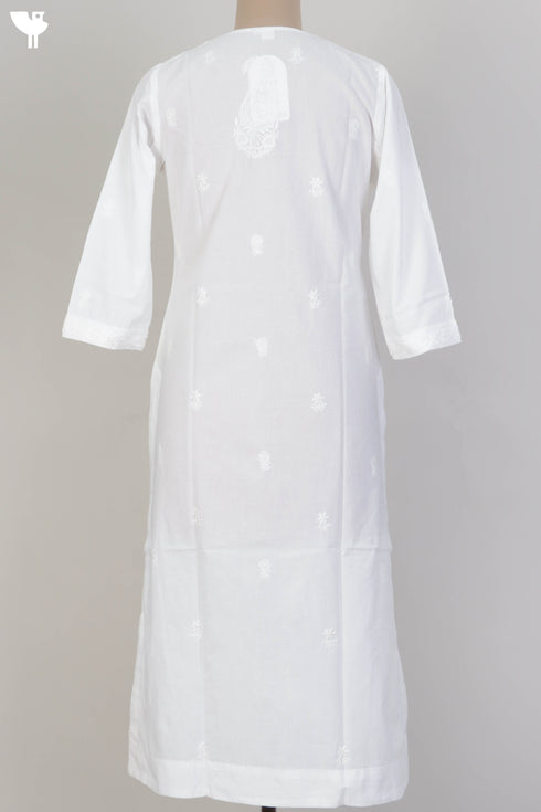 Cambric Cotton Kurta With Chikankari EmbroideryIn Ivory White