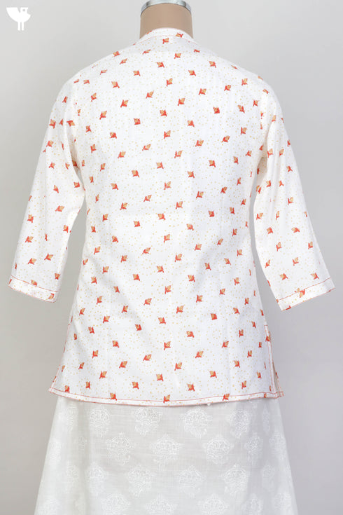 Cambric Cotton Top With Floral Block Print