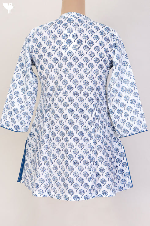 Cambric Cotton Top With Floral Block Print