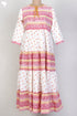 Cambric Cotton Tiered Dress With Block Print