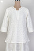 Cambric Cotton Lace Top With Ivory Block Print