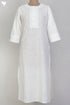 Slub Cotton Kurta With Lace In Ivory White Block Print