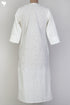 Slub Cotton Kurta With Lace In Ivory White Block Print