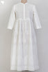 Slub Cotton Tiered Dress With Lace Inserts In Ivory White Block Print