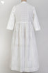Slub Cotton Tiered Dress With Lace Inserts In Ivory White Block Print