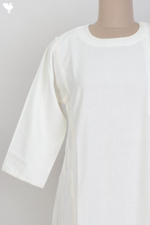 Khaadi Cotton Button Down Kurta With Lace Inserts