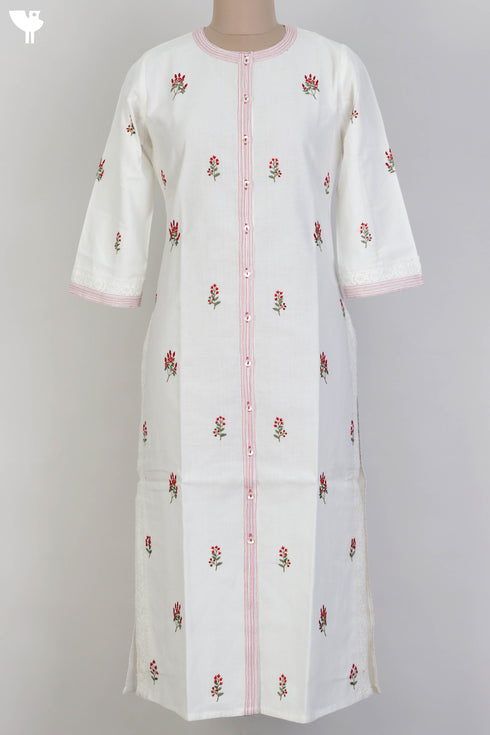Khaadi Cotton KurtaWith Floral Embroidery
