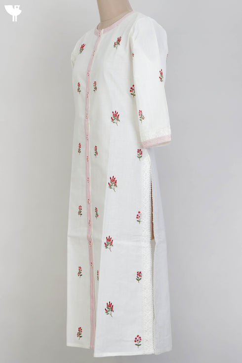 Khaadi Cotton KurtaWith Floral Embroidery