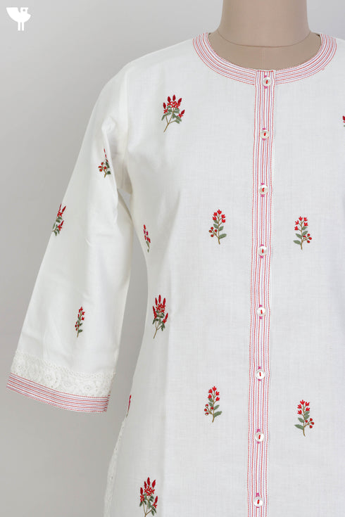Khaadi Cotton KurtaWith Floral Embroidery