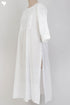 Slub Cotton Kurta With Chikankari EmbroideryIn Ivory White