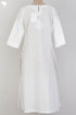 Slub Cotton Kurta With Chikankari EmbroideryIn Ivory White