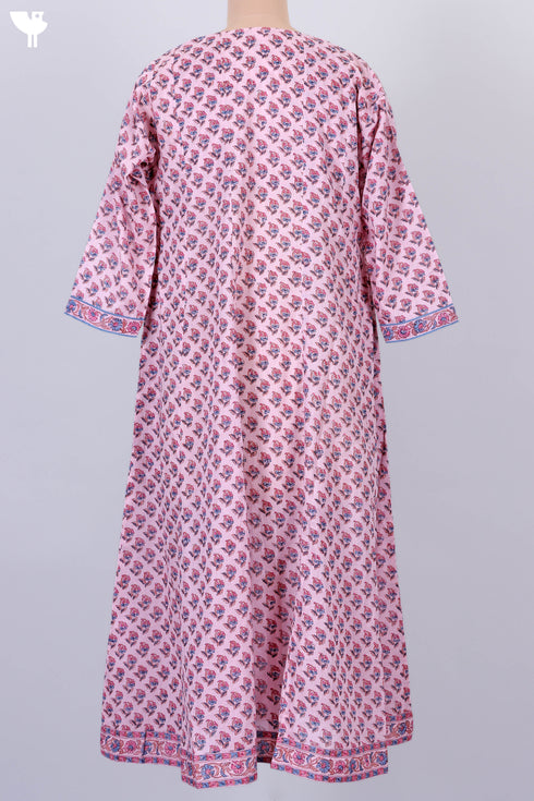 Mulmul Cotton Pintucked Dress In Floral Block Print