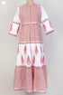 Cambric Cotton Tiered Dress With Floral Block Print