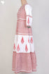 Cambric Cotton Tiered Dress With Floral Block Print
