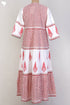 Cambric Cotton Tiered Dress With Floral Block Print