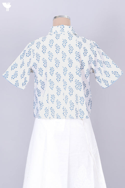 Khaadi Button- Down Top In Floral Block Print