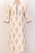 Organic Cotton Striped Kurta With Floral Block Print