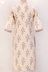 Organic Cotton Striped Kurta With Floral Block Print