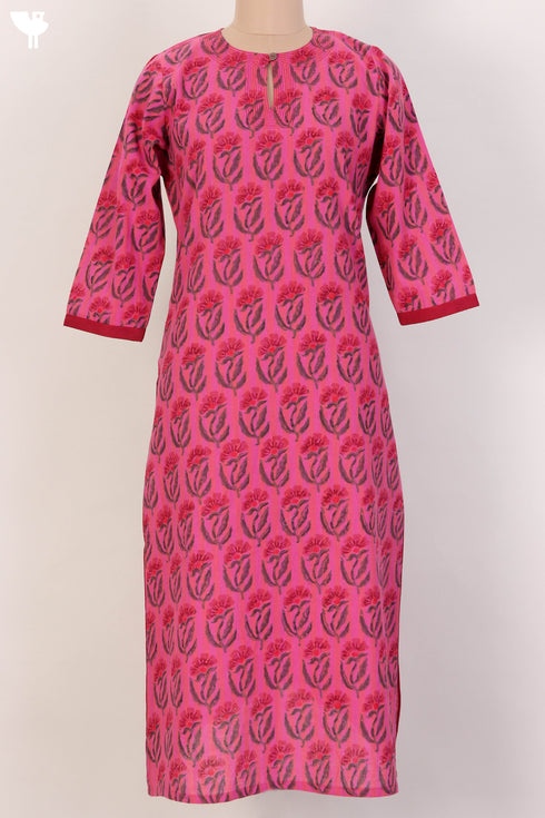 Khaadi Cotton Button Down Kurta In Floral Block Print