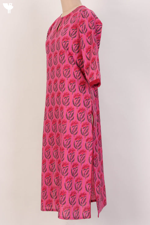 Khaadi Cotton Button Down Kurta In Floral Block Print