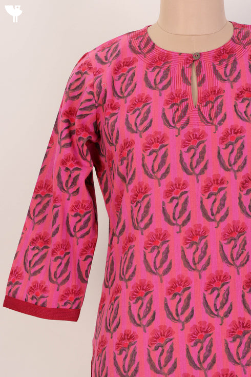 Khaadi Cotton Button Down Kurta In Floral Block Print