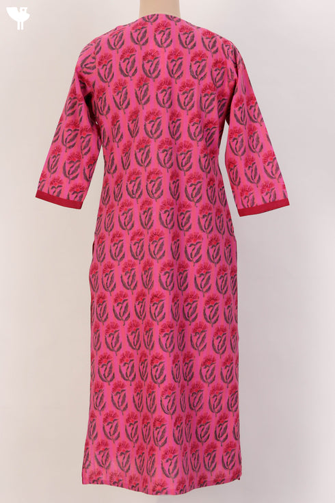 Khaadi Cotton Button Down Kurta In Floral Block Print